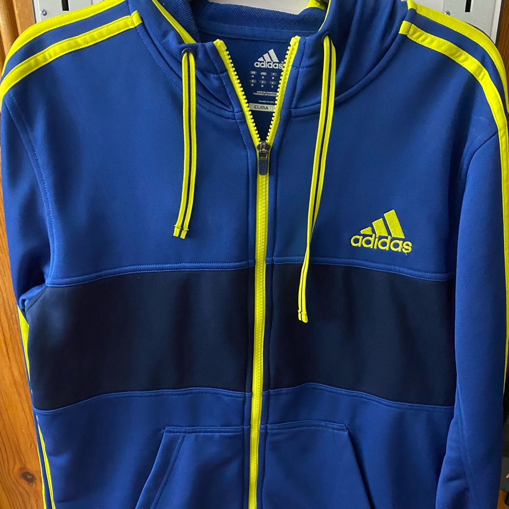 Men’s Adidas Blue and Green Zip up
